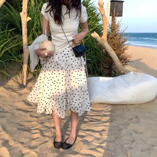 A字高腰波点不规则荷叶边显瘦 LIMON柠檬绿茶法式 Gary 宝藏THE