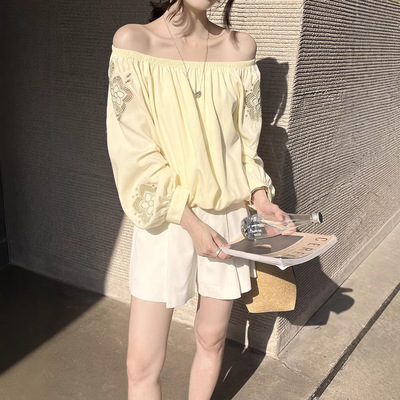 Gary的宝藏GRACETINAHOO夏新法式重工镂空刺绣慵懒度假风一字