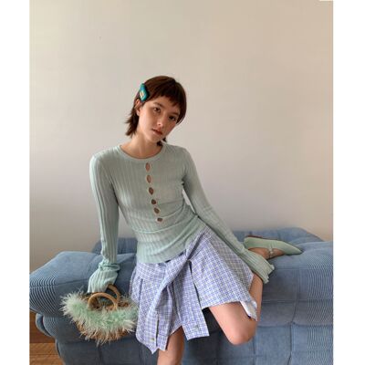 UNITY MODE 多巴胺镂空羊毛打底衫初秋小心机多色修身针织毛衣女