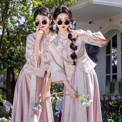 新中式伴娘礼服姐妹裙闺蜜装新品姐妹团春夏小众高级缎面平常可穿