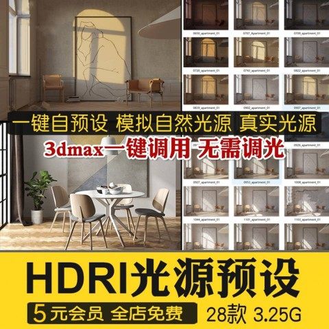 hdri贴图 hdri环境贴图 天空贴图 3dmax灯光渲染 3D模型光源预设