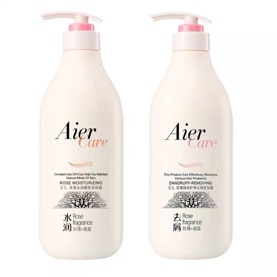艾儿玫瑰焗油护理去屑清爽柔顺洗发l露+水润嫩肤滋养沐浴露750ml