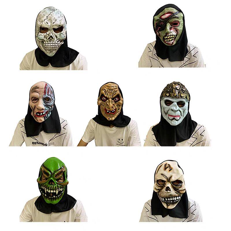 万圣节恐怖鬼脸面具 恐怖鬼面具整人恐怖鬼脸头套黑布全头套魔鬼