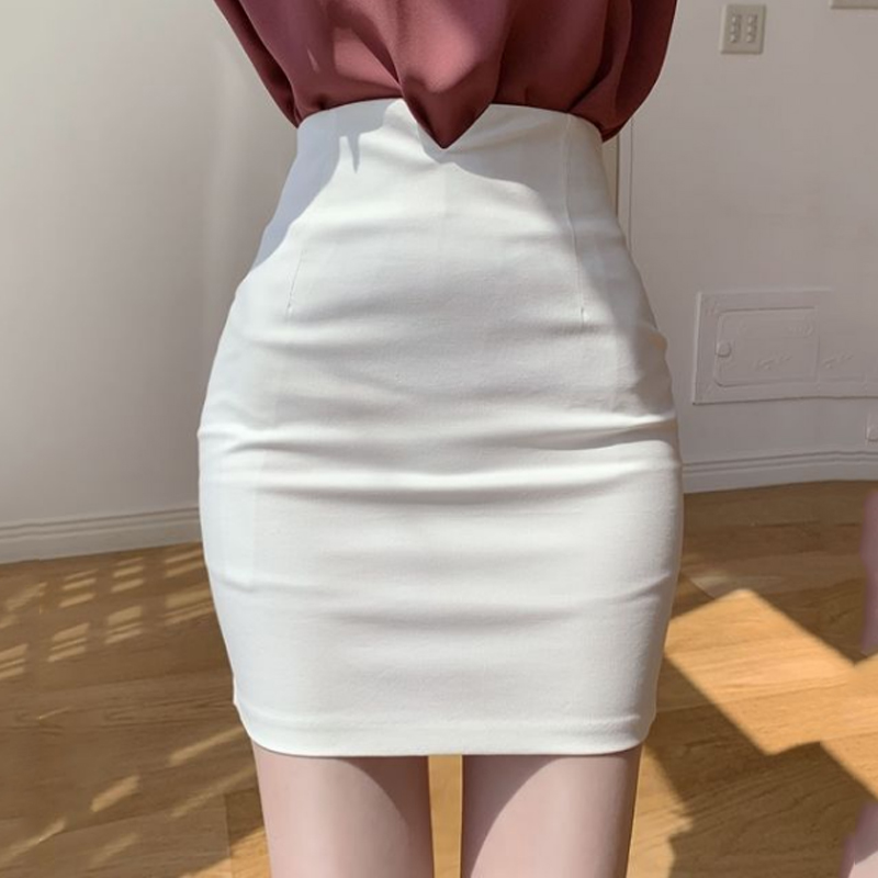白色紧身包臀裙女2024年夏季新款高腰职业性感显瘦短裙百搭半身裙