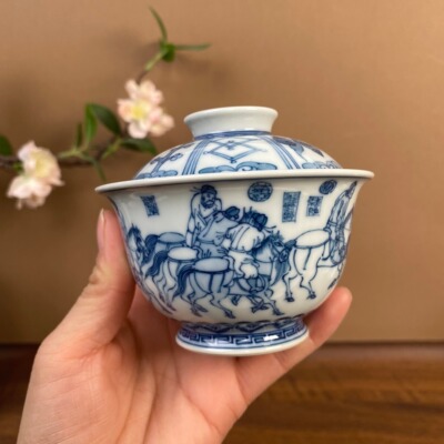 【记石柴窑】五王醉归图盖碗140cc 手工手绘景德镇茶具