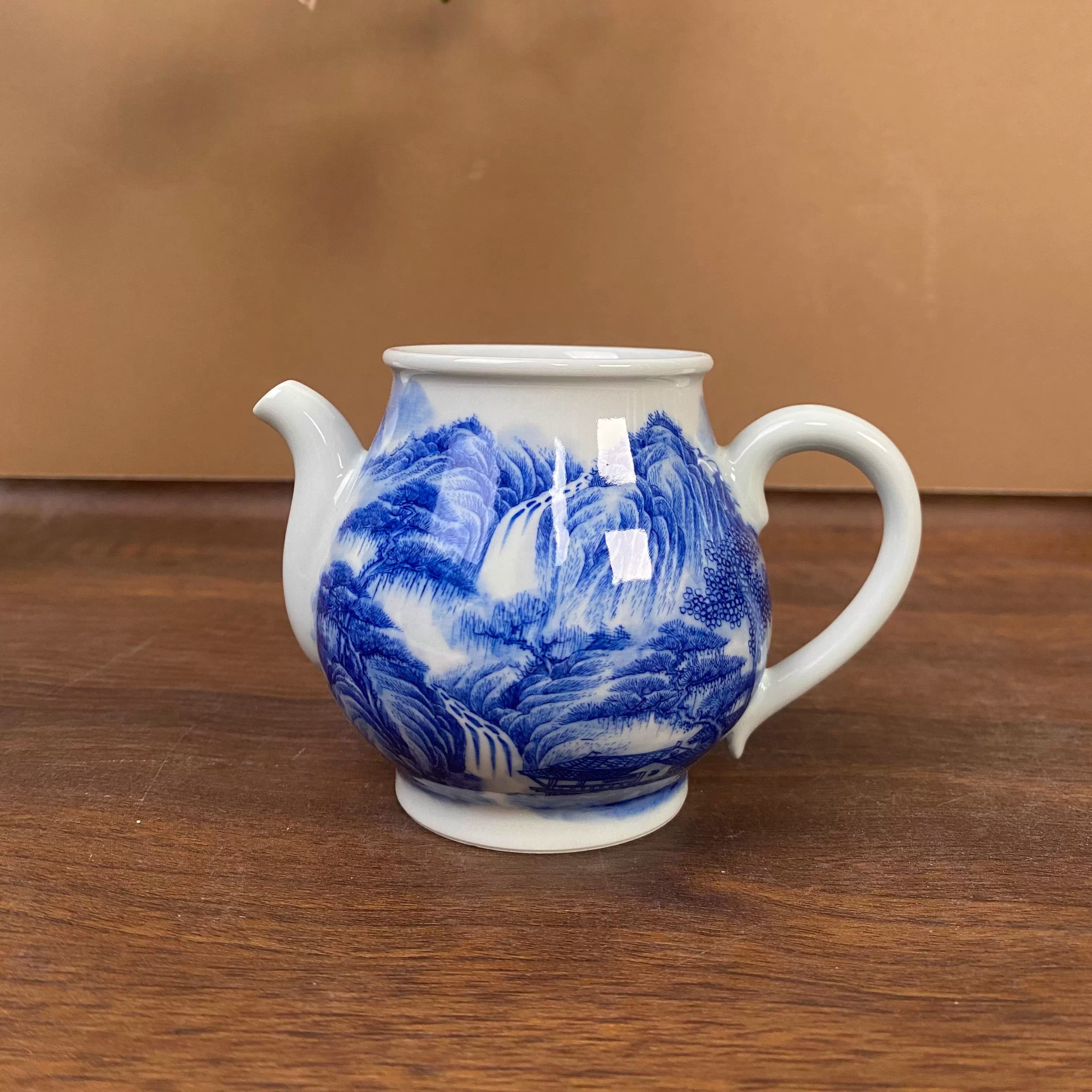 【九茗珍藏】蔡琴精工山水手柄公道杯220cc 手工手绘景德镇茶具