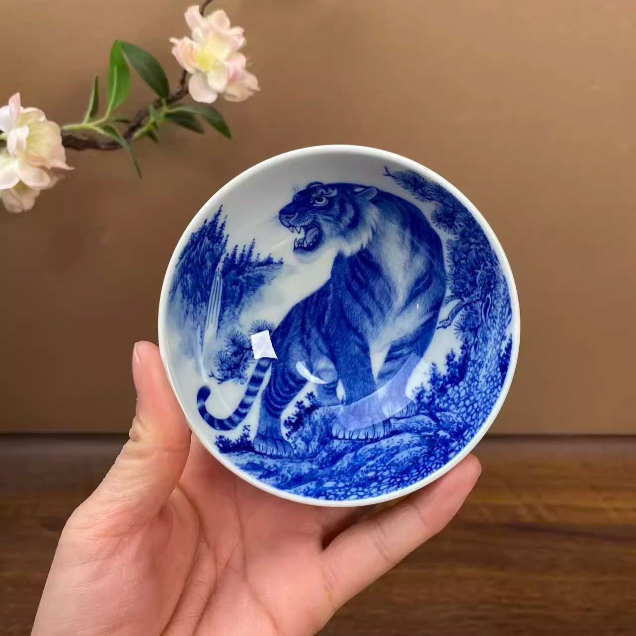 【彧兮竹柴窑】王者之风 生肖老虎普洱杯90cc 手工手绘景德镇茶具