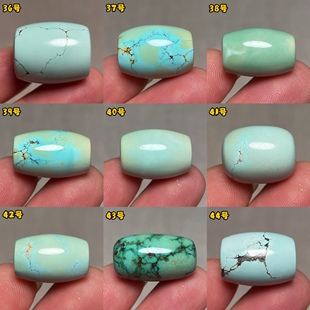 湖北十堰天然原矿绿松石桶珠高瓷白绿料绿松石配珠单株散珠#36-68