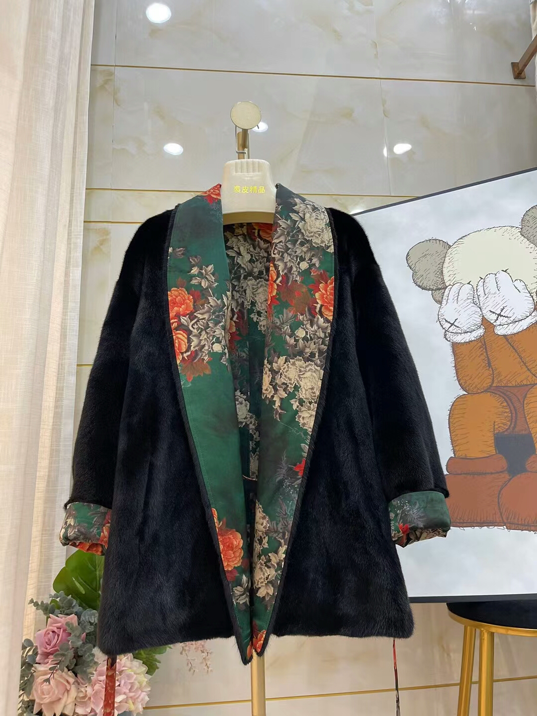 正宗美国进口宝嘉美水貂香云纱整貂皮大衣女两面穿中国风系带外套