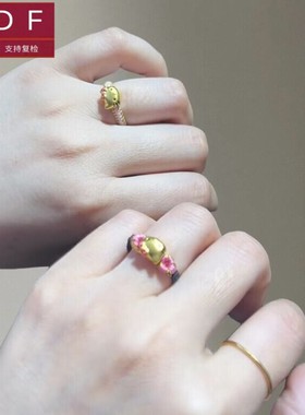 ZDF黄金籽大福hello kitty戒指足金999凯蒂猫kt猫送女友情人节礼