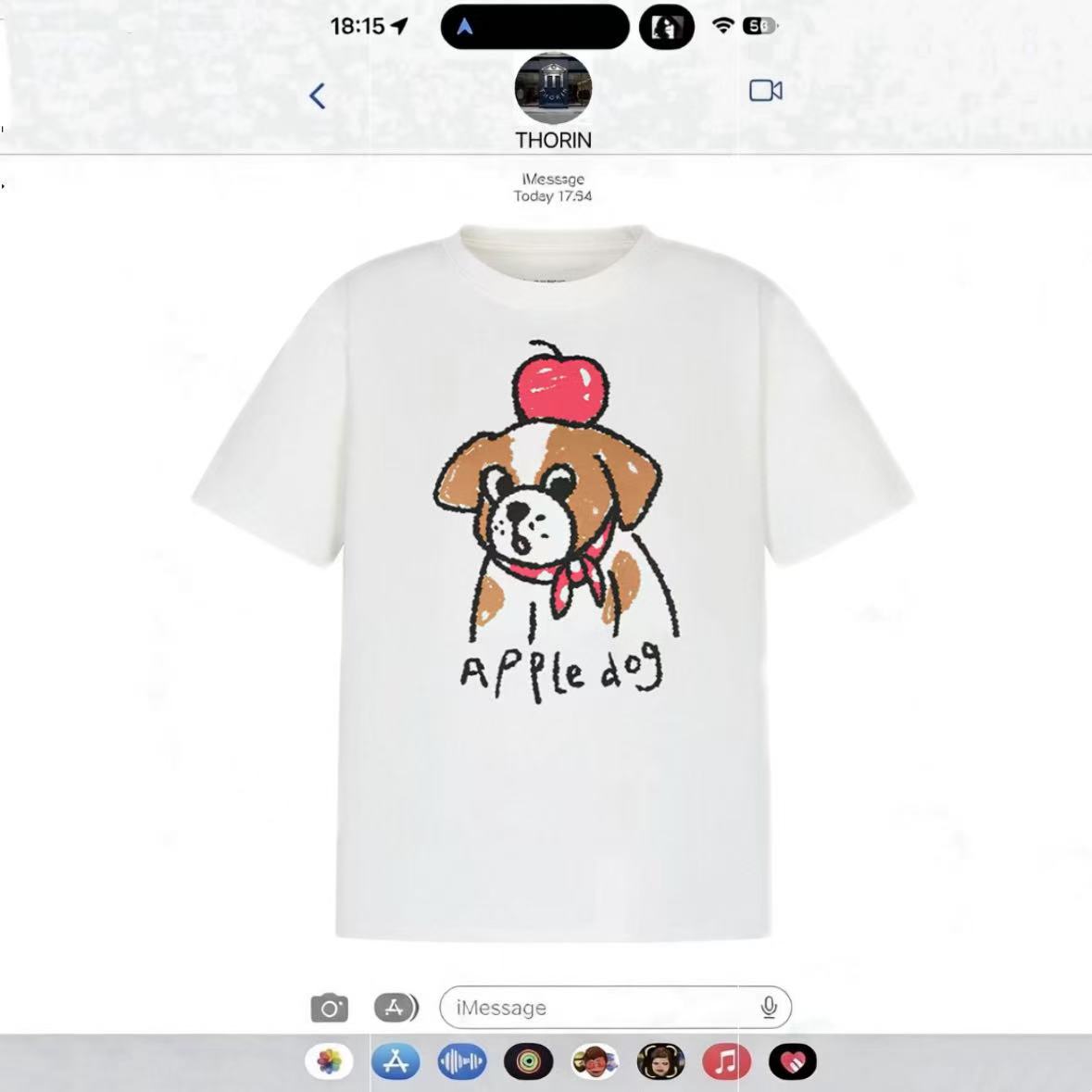 原创设计 苹果小狗apple dog印花全棉基础短袖T恤
