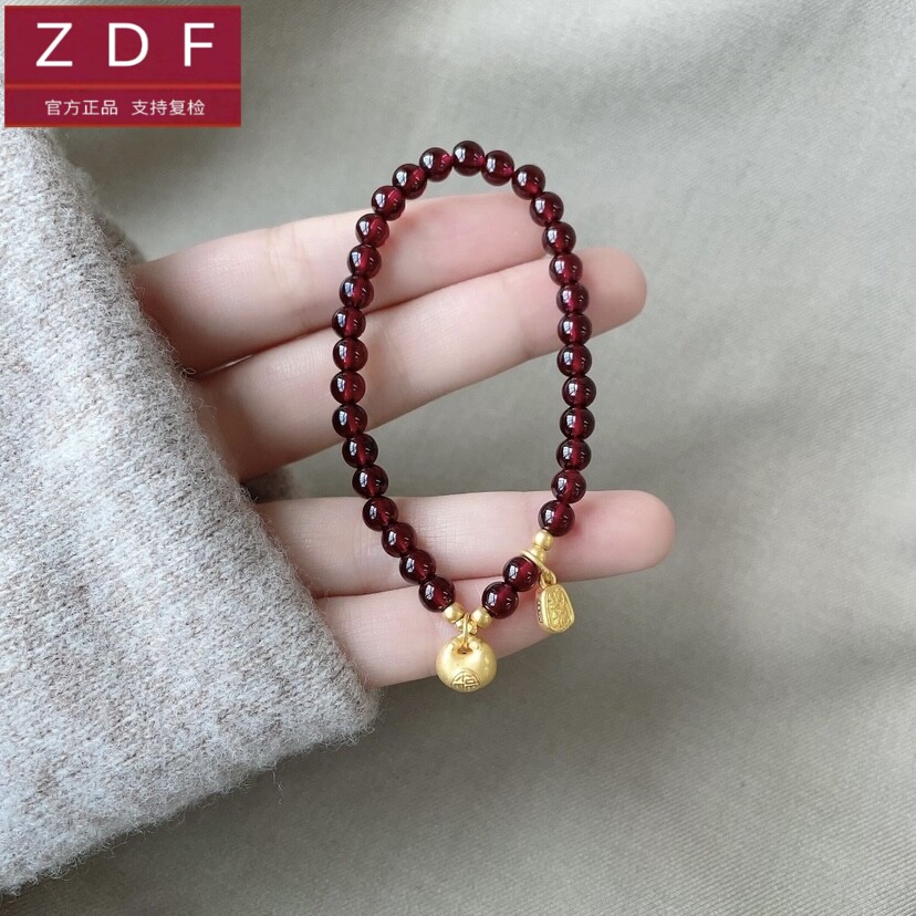 ZDF黄金籽大福黄金传承正品小胖福手链足金999送女友老婆七夕礼物
