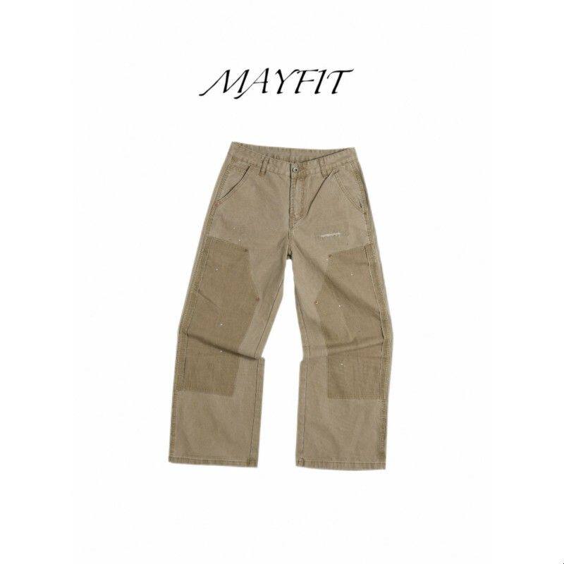 MAYFIT「沙漠」复古废土风工装裤撞色补丁糜烂做旧刀割泼墨直筒