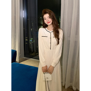 AM NANA秋冬小香风加绒打底连衣裙小个子显瘦初恋风内搭长裙子女