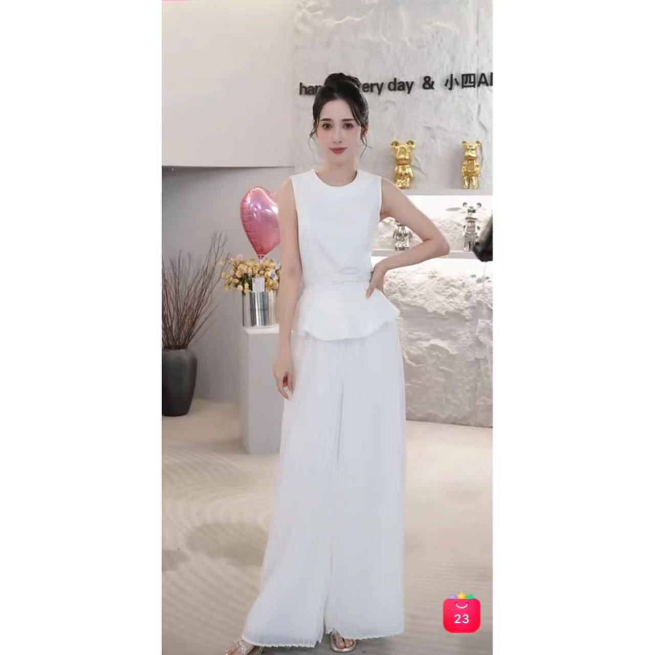 【小四粉丝专享】炸街上衣百褶裤子两件套搭配套装D2271