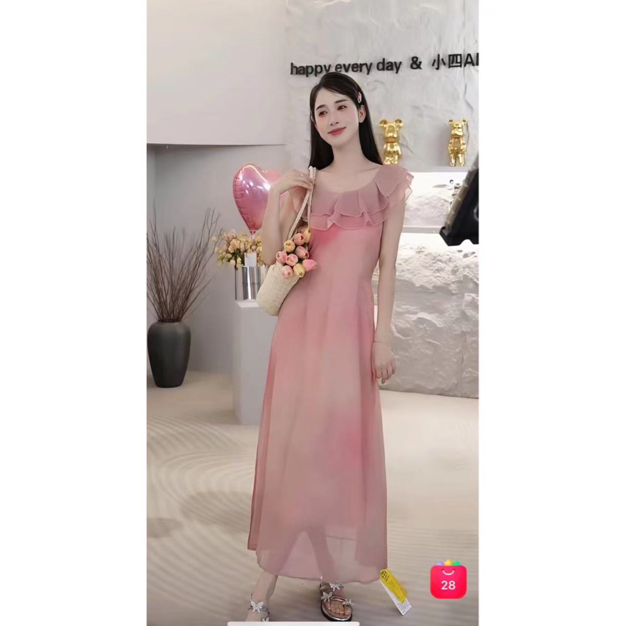 【小四粉丝专享】修身气质大方得体法式荷叶边高级感连衣裙1590