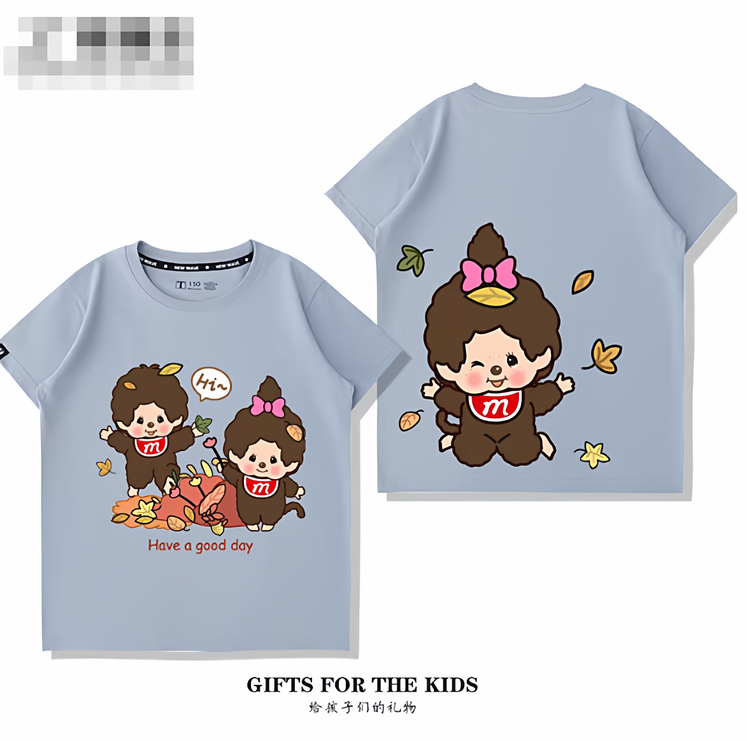 蒙奇奇Monchhichi周边卡通短袖男女儿童装夏季可爱宽松百搭T恤衫