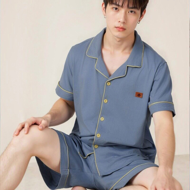 2026新款夏季纯棉男士睡衣短袖短裤四季通用款舒适纯色家居服套装