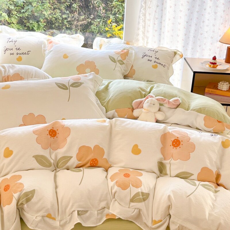 a类母婴双层纱非纯棉全棉被套单件150x200x230被罩学生宿舍四件套