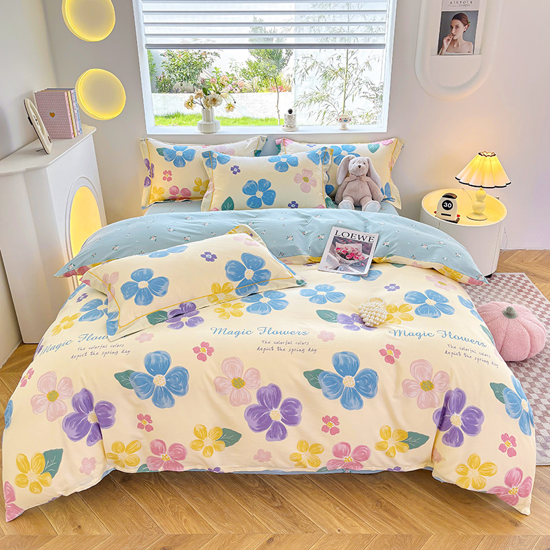A类全棉纯棉床上四件套少女小清新田园风春夏床单被套床笠款定制