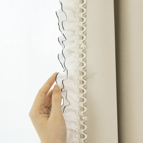 窗帘赫本小香风高级感法式浪漫蕾丝花边白色窗纱帘卧室阳台M-956