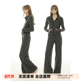 休闲卫裤 条纹立领卫衣 一整套 女春秋慵懒修身 UNRETRO宝藏运动套装