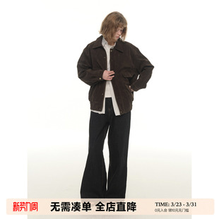 麂皮外套女秋冬休闲翻领夹克上衣 美拉德工装 UNRETRO 复古可可棕