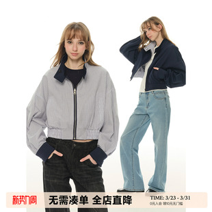 工装 UNRETRO 夹克女春秋立领小个子长袖 双面穿短款 外套 复古文艺