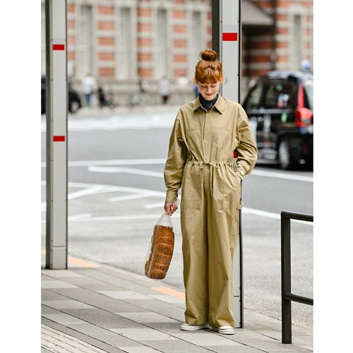 Японский ретро приталенный комбинезон, штаны, комплект