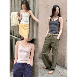 打底衫 UNRETRO 遮副乳无袖 吊带背心女夏季 300G重磅基础款 弹力修身