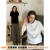 UNRETRO T恤男女圆领白色打底上衣 纯色短袖 250G爽滑棉美式 基础款