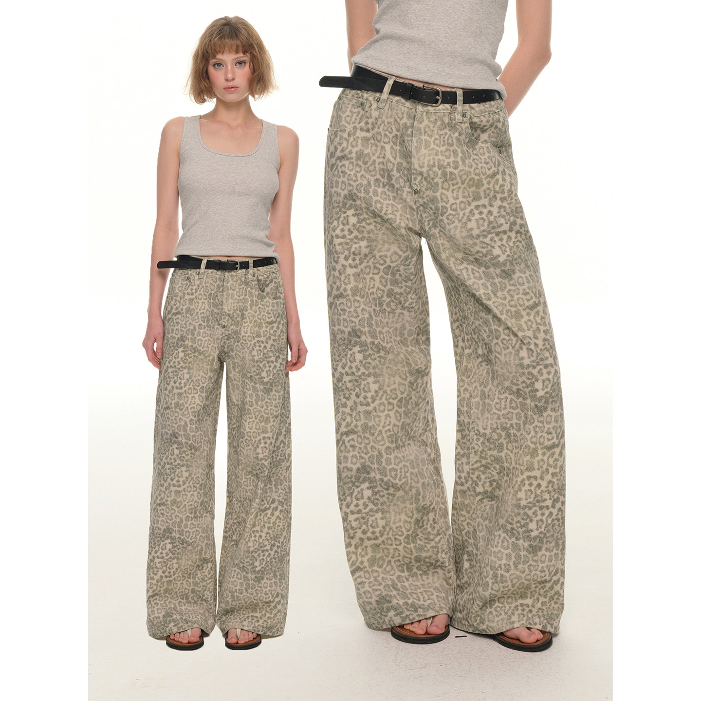 UNRETRO 美式复古水洗豹纹印花弯刀牛仔裤女冬季百搭直筒休闲裤,女装/女士精品,牛仔裤,淘宝优惠券,粉丝福利购,淘宝优惠卷