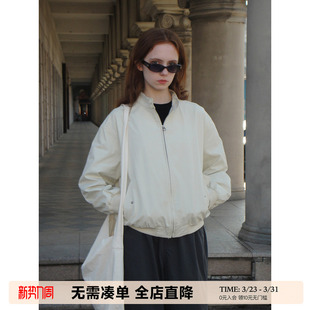 小个子短款 UNRETRO 外套女春秋新款 复古立领开衫 运动夹克上衣 美式