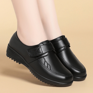 意尔康2026春季新款女单鞋正品真皮女鞋休闲妈妈鞋中跟牛皮鞋大码