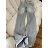 阔腿裤 浅灰色宽松直筒牛仔裤 百搭窄版 高腰显瘦垂感大码 女春夏新款