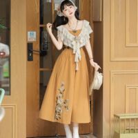 Gentle and limited until dusk, retro and elegant cla style Han elements jsk lace shawl headscarf set dress thumbnail 2