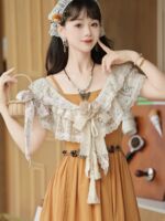 Gentle and limited until dusk, retro and elegant cla style Han elements jsk lace shawl headscarf set dress thumbnail 8