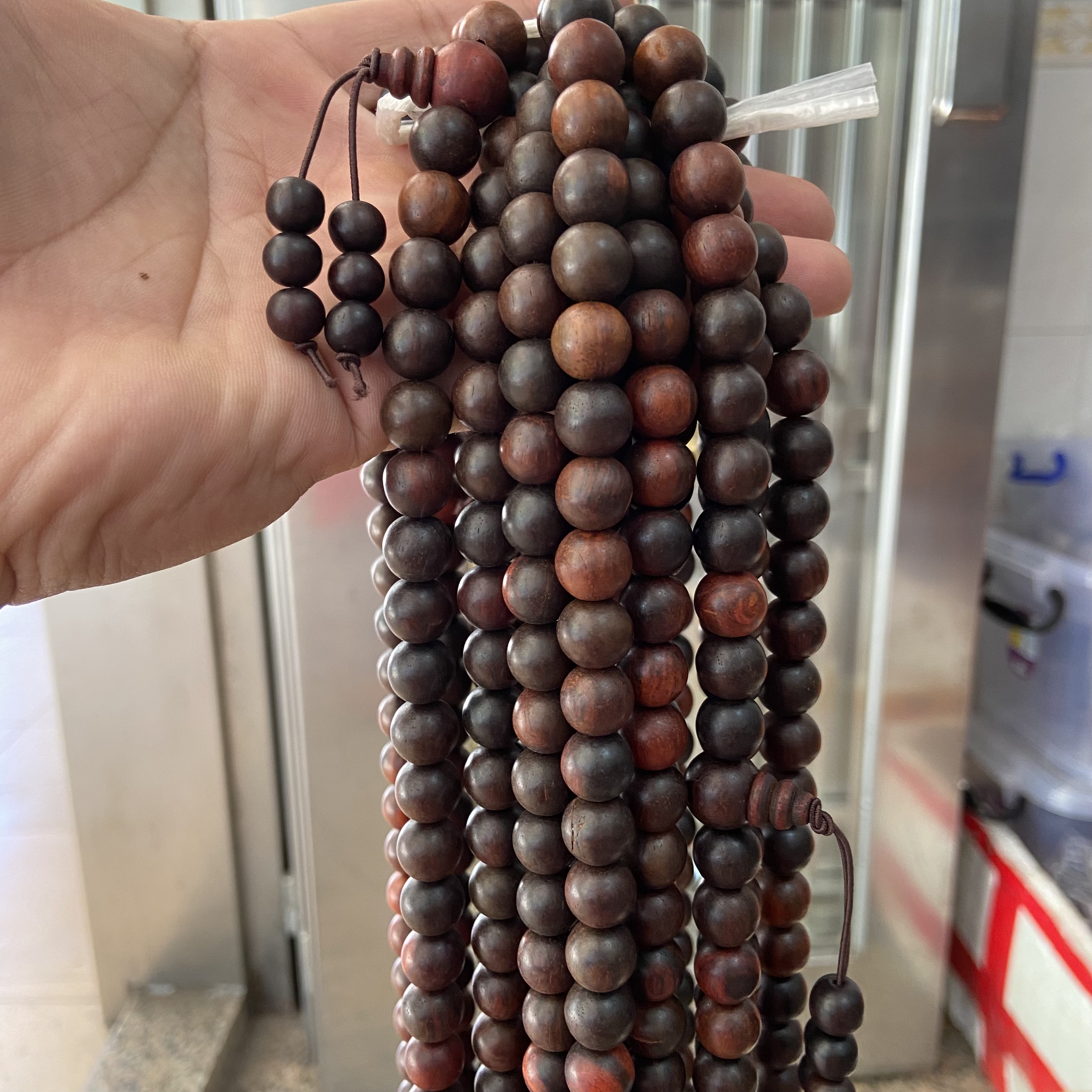 老挝大红酸枝交趾黄檀原木色手链1.1cm108颗佛珠手链手串