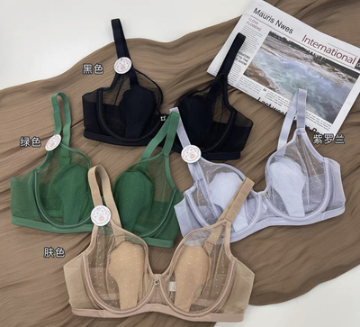 透气女EBW0634内衣防凸点无痕夏文胸大胸显小单层围玫瑰杯垫