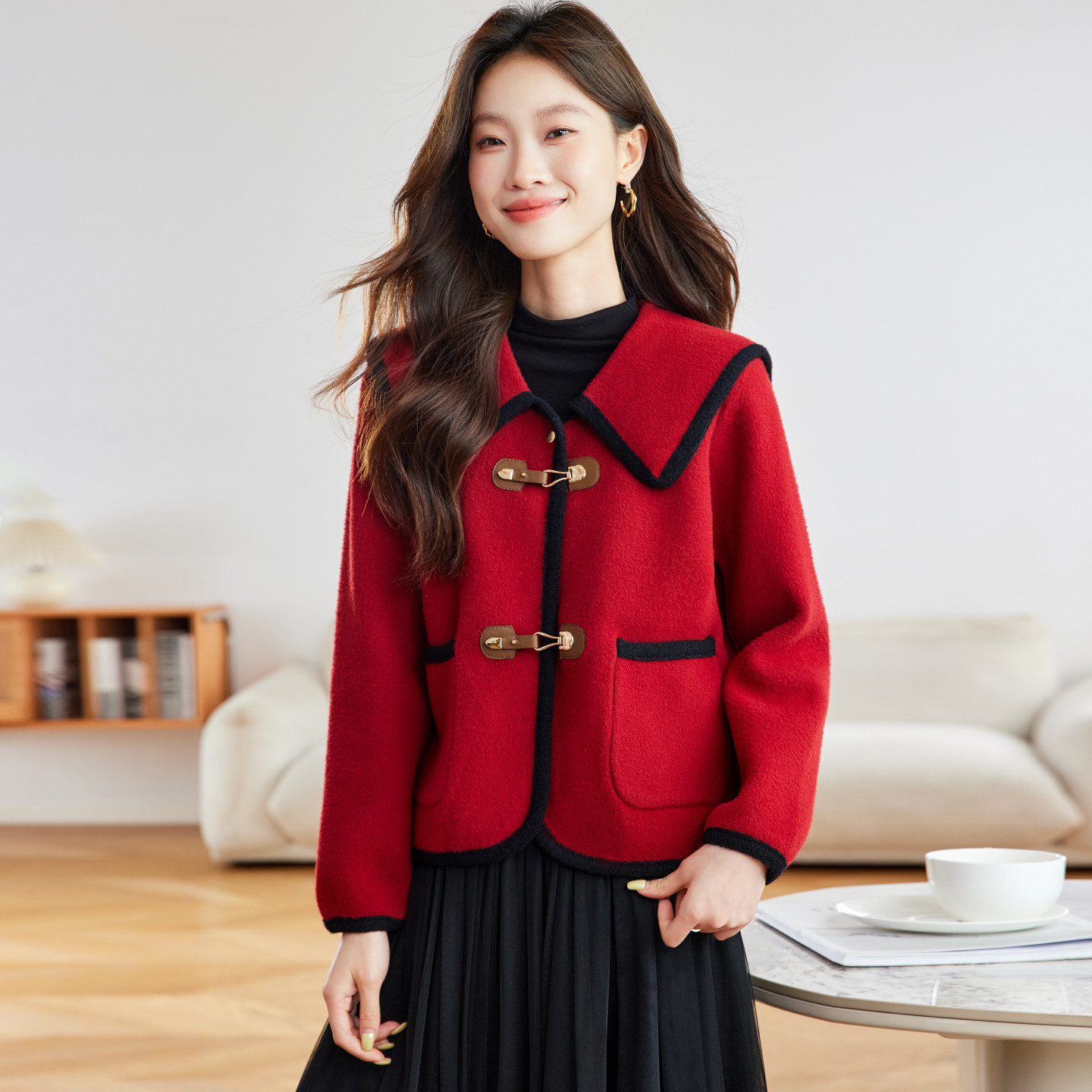 小香风针织开衫女2025秋冬新款时尚洋气毛呢上衣宽松短款外套女,女装/女士精品,短外套,淘宝优惠券,粉丝福利购,淘宝优惠卷