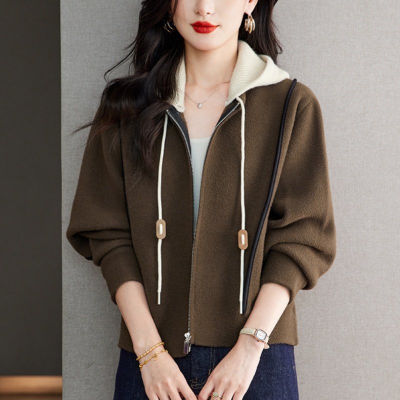秋冬新款设计感短款毛呢外套上衣