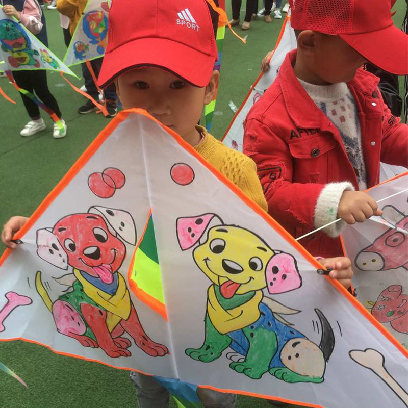 手绘风筝diy材料包儿童专用空白涂鸦绘画手工幼儿园自制教学小号