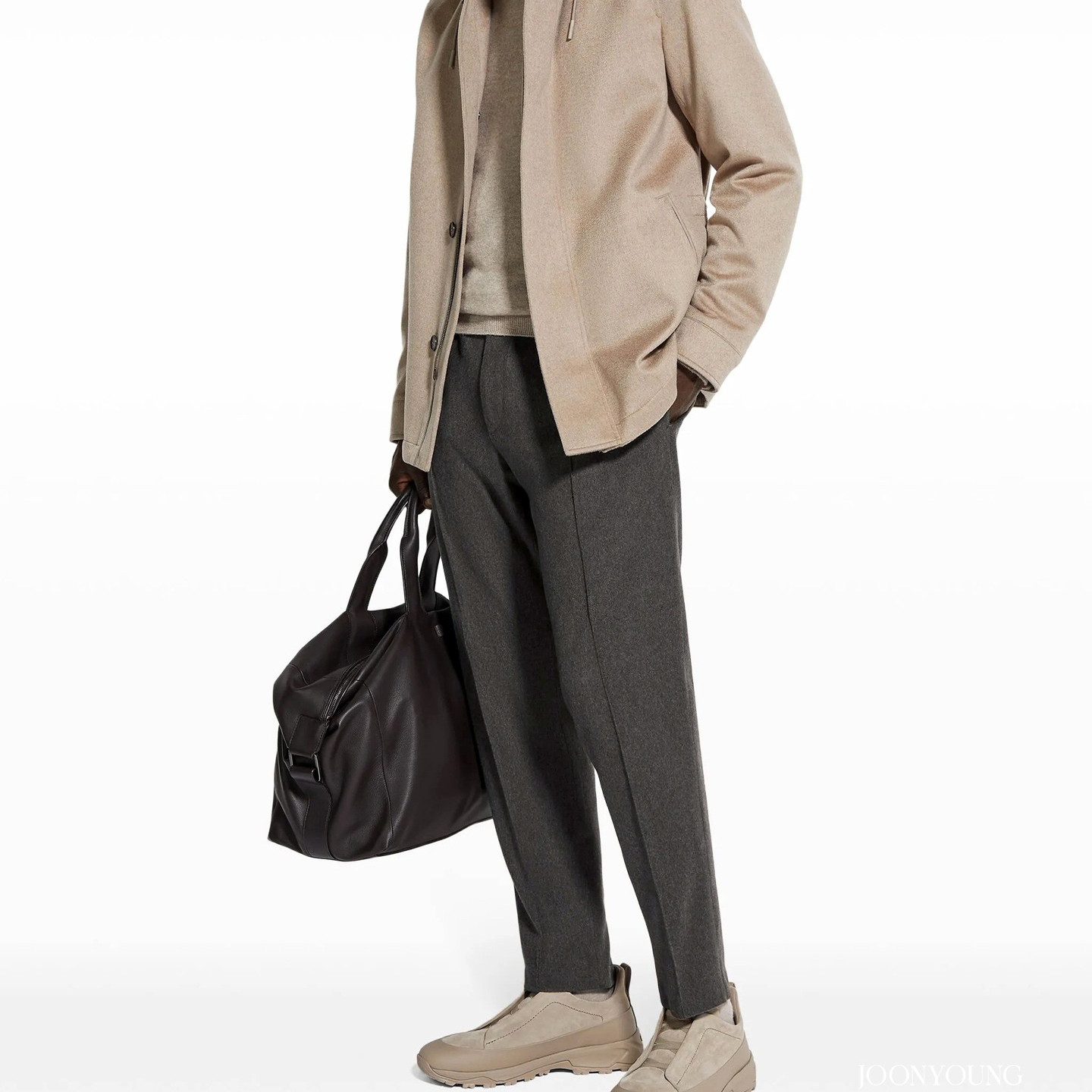 JOONYOUNG 杰家Techmerino考究面料 澳洲羊毛 微锥形直筒 休闲裤
