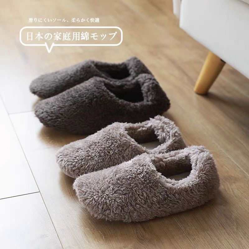 木地板静音办公室高帮棉拖鞋女秋冬情侣男室内居家用软底加绒保暖