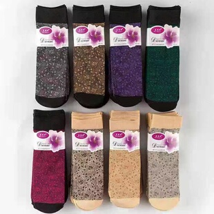 中老年人袜子印花丝袜提花袜子奶奶袜厚丝袜妈妈雍容华贵织花女袜