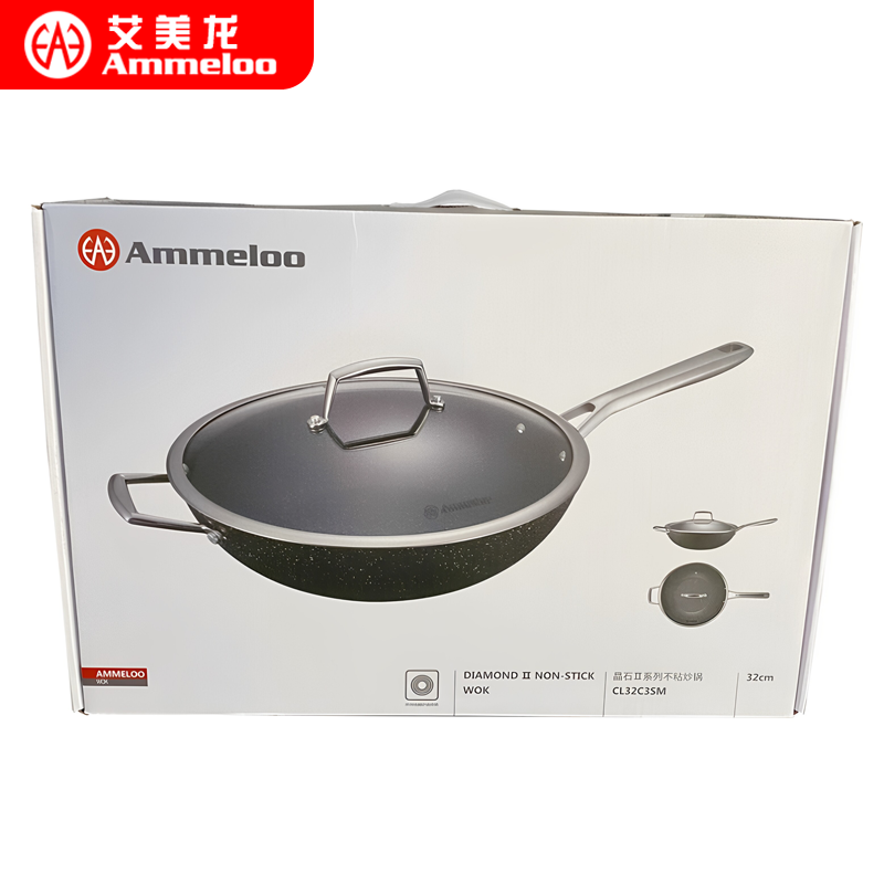 AmmeIoo /艾美龙/CL32C3SM晶石Ⅱ系列不粘炒锅32CM燃气电磁炉通用