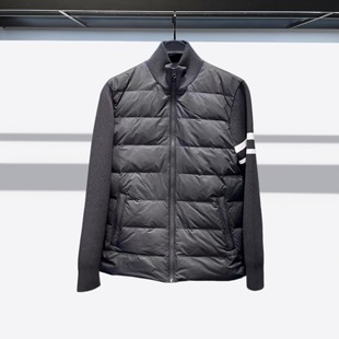 2025冬装新款针织拼接轻薄保暖立领保暖男士休闲时尚羽绒服外套潮
