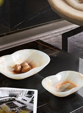 天然玉石果盘摆件桌面托盘装饰品