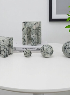 大理石几何组合摆件软装摆设品
