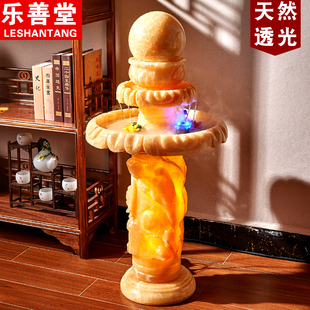 樂善堂透光石頭假山流水噴泉擺件客廳落地流水擺件開業禮品
